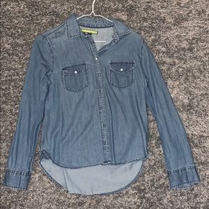 Denim-style flannel button-up